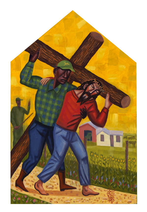 Simon helps jesus carry his cross